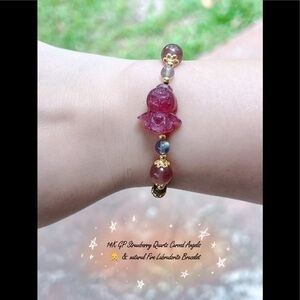 COPY - 14K GP Strawberry Quartz & Fire Labradorite Bracelet